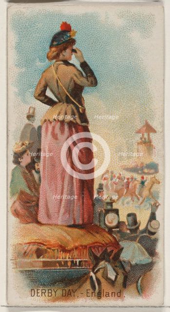 Derby Day, England, from the Holidays series (N80) for Duke brand cigarettes, 1890., 1890. Creator: George S. Harris & Sons.
