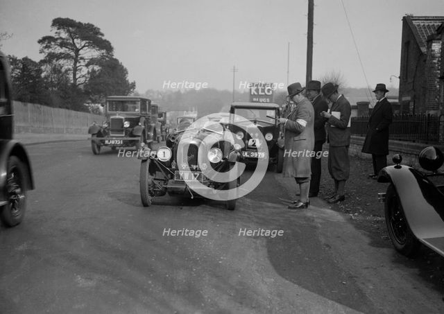 Derby Sports, Riley Monaco and Morris Cowley saloon at the JCC Half-Day Trial, 1930. Artist: Bill Brunell.