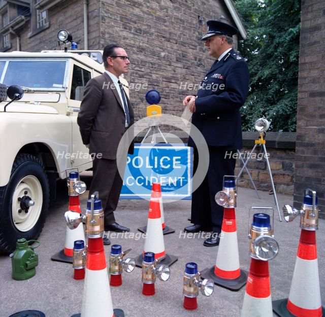 Derbyshire Police Commissioner taking delivery of two new Land Rovers, Matlock, Derbyshire, 1969. Artist: Michael Walters