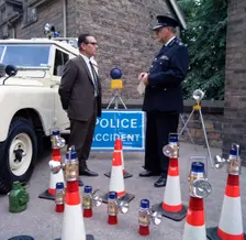 Derbyshire Police Commissioner taking delivery of two new Land Rovers, Matlock, Derbyshire, 1969. Creator: Michael Walters