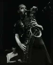 Derek Hogg (drums) and John Barnes (saxophone) playing at The Stables, Wavendon, Buckinghamshire. Creator: Denis Williams