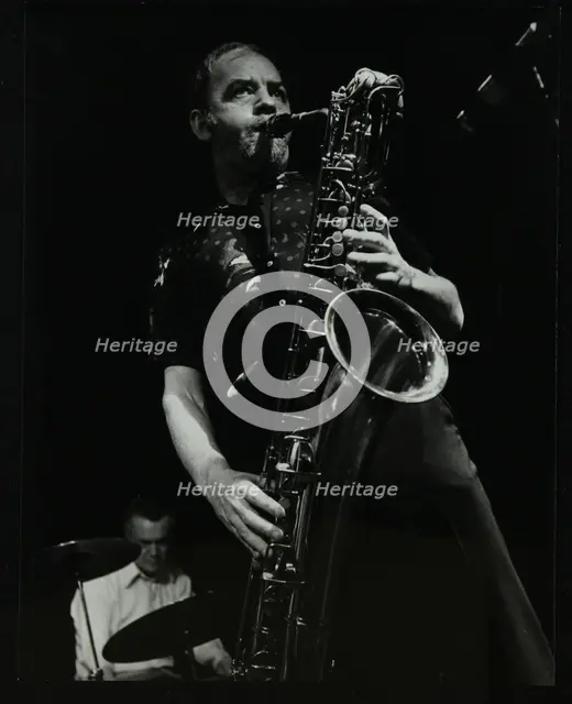 Derek Hogg (drums) and John Barnes (saxophone) playing at The Stables, Wavendon, Buckinghamshire. Creator: Denis Williams.