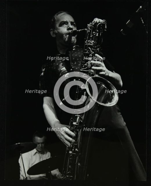 Derek Hogg (drums) and John Barnes (saxophone) playing at The Stables, Wavendon, Buckinghamshire. Creator: Denis Williams.