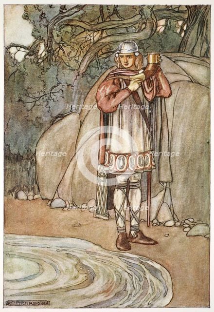 'Dermot took the horn and would have filled it', c1910.  Creator: Stephen Reid.