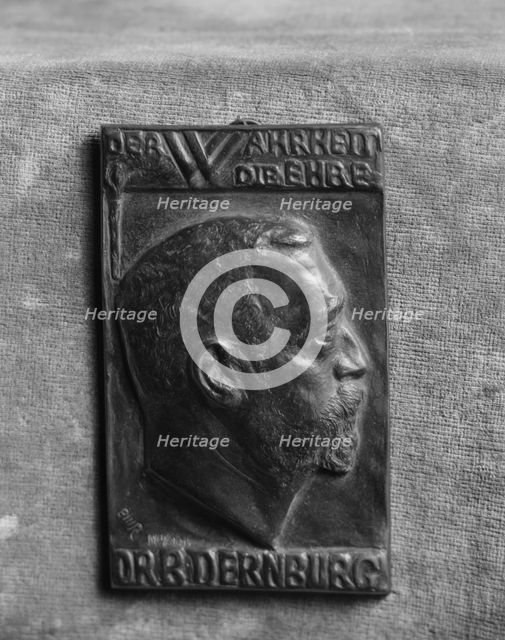 Dernburg, B., Dr., portrait relief, 1914 Dec. 1. Creator: Arnold Genthe.