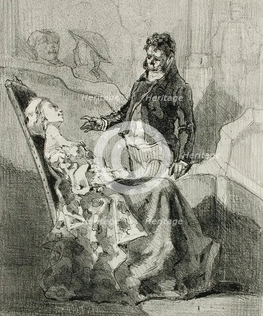 Derrière le rideau, 1856. Creator: Félicien Rops.