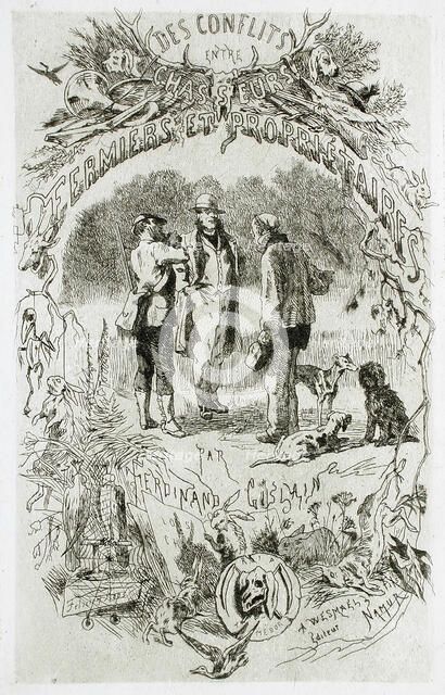 Des Conflits entre chasseurs et propriétaires, 1865. Creator: Félicien Rops.