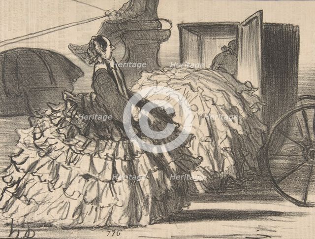 Des dames d'un demi-monde, mais n'ayant pas de demi-jupes, 1855. Creator: Honore Daumier.