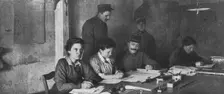 Des femmes dans les casernes; Aux ecritures 1916. Creator: Unknown