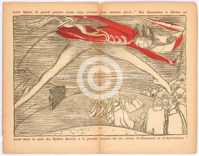 Des Karpathes a Berlin, un bond dans le style des ballets russes..., c. 1915. Creator: Bakst, Léon (1866-1924).