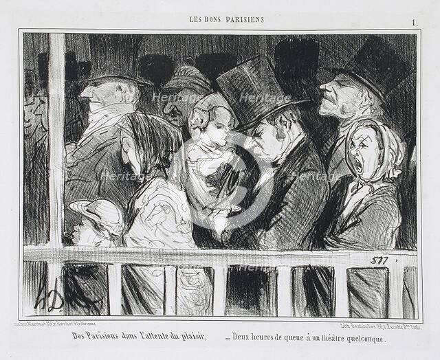 Des Parisiens dans l'attente du plaisir.., 1855. Creator: Honore Daumier.