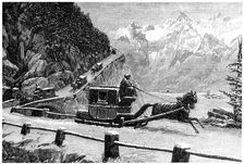 Descending the Mont Cenis pass in winter by horse-drawn sledge, 19th century