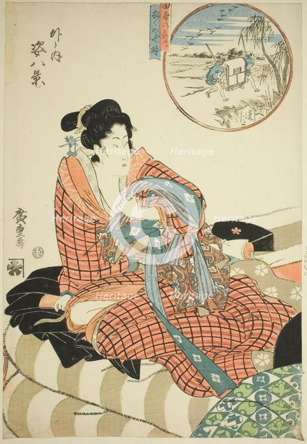 Descending Geese at the Rice Fields (Tanbo no rakugan) and Evening Bell of the Mornin..., 19th cent. Creator: Ando Hiroshige.