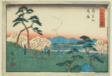 Descending Geese at Asuka Hill (Asukayama rakugan), from the series "Twelve...", c. 1847/52. Creator: Ando Hiroshige