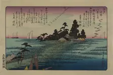 Descending geese at Haneda. From the series Eight views in the environs of Edo, 1838. Creator: Hiroshige, Utagawa (1797-1858)