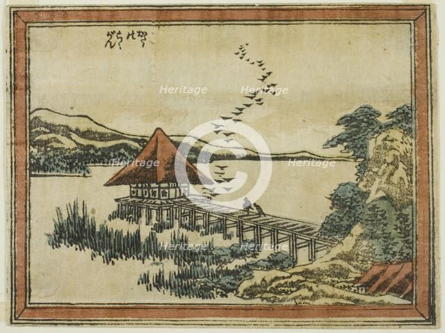 Descending Geese at Katada (Katada no rakugan), from the series Eight Views of Omi in..., 1804/16. Creator: Hokusai.