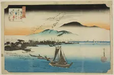 Descending Geese at Katada (Katada rakugan), from the series "Eight Views of Omi...", c. 1834. Creator: Ando Hiroshige