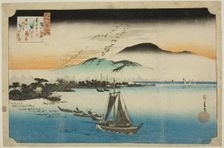 Descending Geese at Katada (Katada rakugan), from the series "Eight Views of Omi...", c. 1834. Creator: Ando Hiroshige