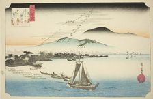 Descending Geese at Katada (Katada rakugan), from the series "Eight Views of Omi...", c. 1834. Creator: Ando Hiroshige
