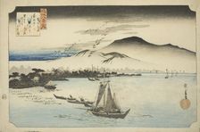 Descending Geese at Katada (Katada rakugan), from the series "Eight Views of Omi...", c. 1834. Creator: Ando Hiroshige