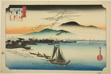 Descending Geese at Katada (Katada rakugan), from the series "Eight Views of Omi...", c. 1834. Creator: Ando Hiroshige