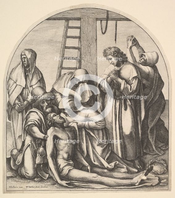 Descent from the cross, after Holbein, 1640. Creator: Wenceslaus Hollar.