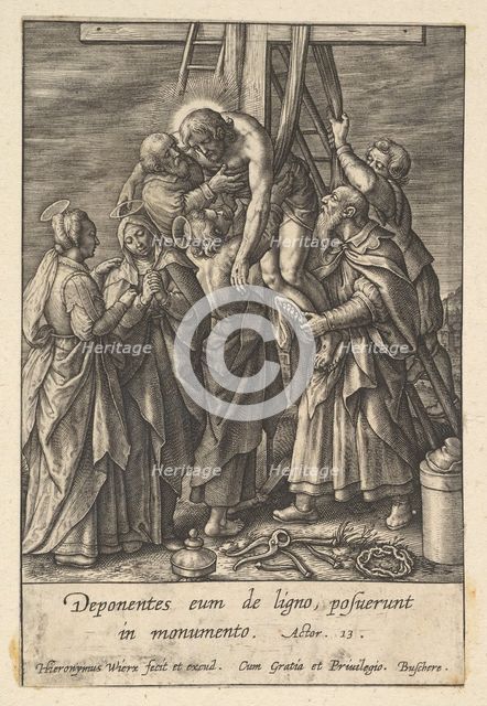 Descent from the Cross, before 1619. Creator: Hieronymous Wierix.