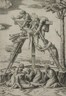 Descent from the Cross, between 1520 and 1521. Creators: Marcantonio Raimondi, Raphael