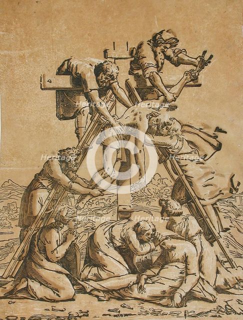 Descent from the Cross, between circa 1520 and circa 1527. Creators: Ugo da Carpi, Raphael.