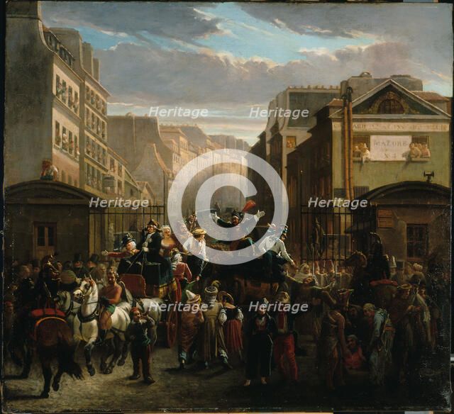 Descent of the courtiers, 1842. Creator: Charles Nanteuil.