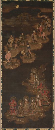 Descent of the Nine Luminaries and the Seven Stars at Kasuga, 1300s. Creator: Unknown