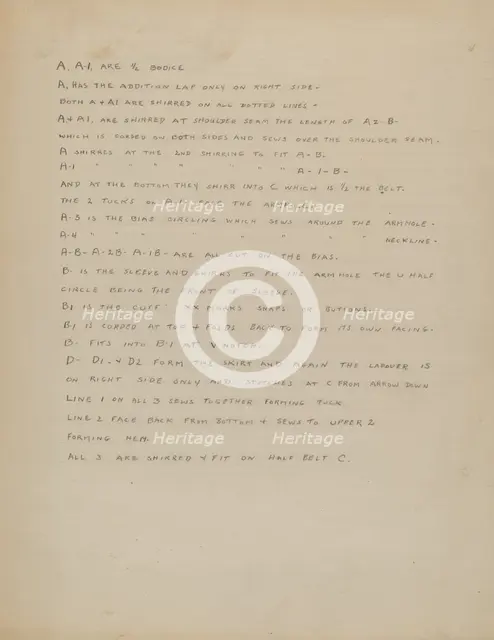 Description of a Girl's Dress, c. 1937. Creator: Nancy Crimi.
