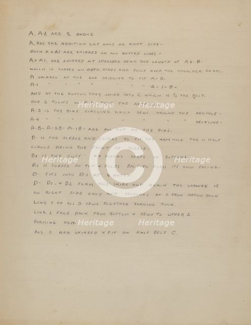 Description of a Girl's Dress, c. 1937. Creator: Nancy Crimi.