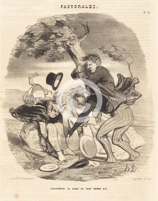 Désagrément de diner au trop grand air, 1845. Creator: Honore Daumier.