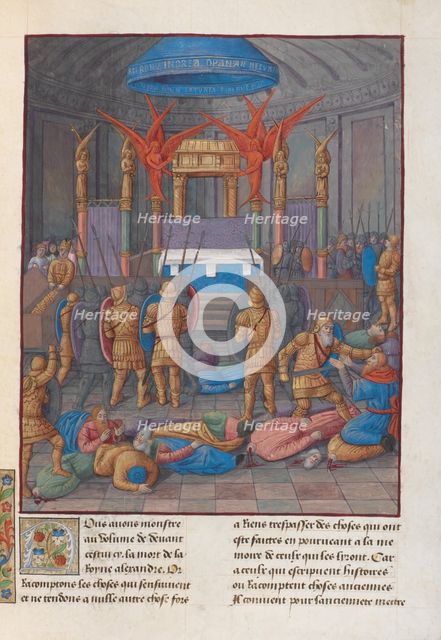 Desecration of the Temple of Jerusalem by Pompey. Illustration in Flavius Josephus Antiquities of t
