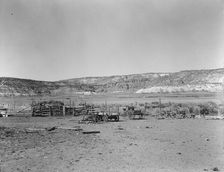 Desert mountains surround Escalante, Utah, 1936. Creator: Dorothea Lange
