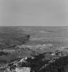 Desert and highway west of Roswell, New Mexico, 1938. Creator: Dorothea Lange