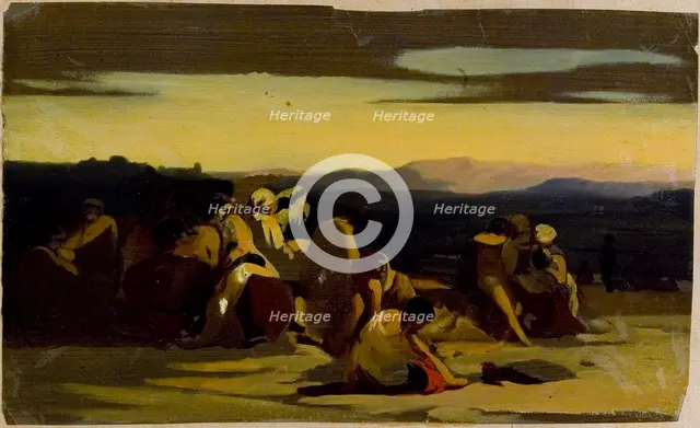 Desert with people, composition sketch, 1835-1853. Creator: Nils Jakob Blommer.