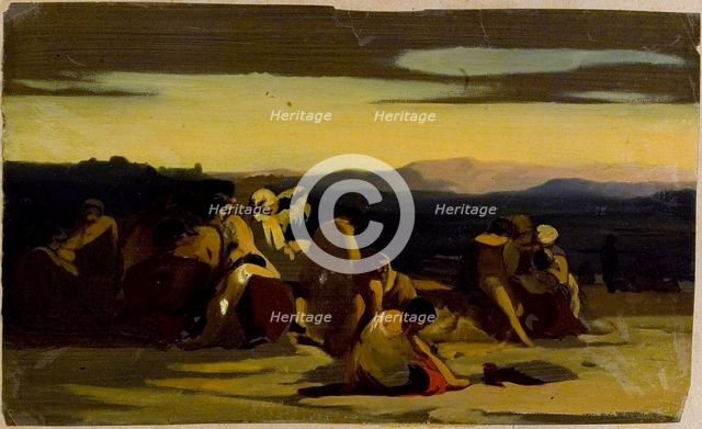 Desert with people, composition sketch, 1835-1853. Creator: Nils Jakob Blommer.