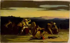 Desert with people, composition sketch, 1835-1853. Creator: Nils Jakob Blommer