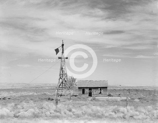 Deserted dryland farm in the Columbia Basin, south of Quincy, Grant County, Washington, 1939. Creator: Dorothea Lange.