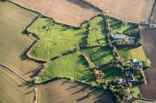 Deserted medieval settlement of Frisby and associated ridge and furrow, near Billesdon, Leics, 2020. Creator: Damian Grady