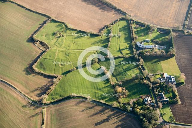 Deserted medieval settlement of Frisby and associated ridge and furrow, near Billesdon, Leics, 2020. Creator: Damian Grady.