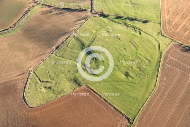 Deserted medieval village of Whatborough showing as earthworks, near Halstead, Leicestershire, 2020. Creator: Damian Grady.