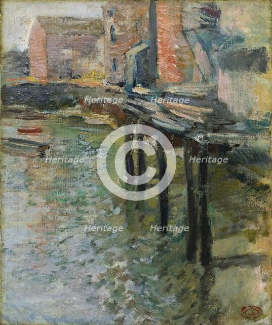 Deserted Wharf (The Old Mill at Cos Cob), c.1900-1902. Creator: John Henry Twachtman (American, 1853-1902).