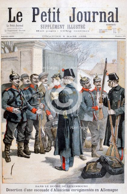 Desertion of an Alsatian squad enlisted in Germany, Duchy of Luxembourg, 1896. Artist: Georges Carrey