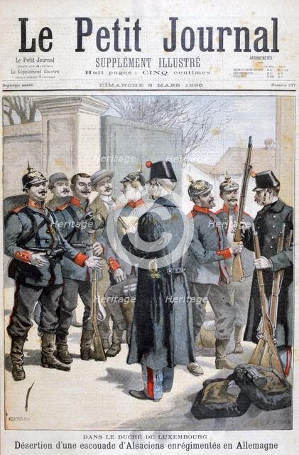 Desertion of an Alsatian squad enlisted in Germany, Duchy of Luxembourg, 1896. Artist: Georges Carrey