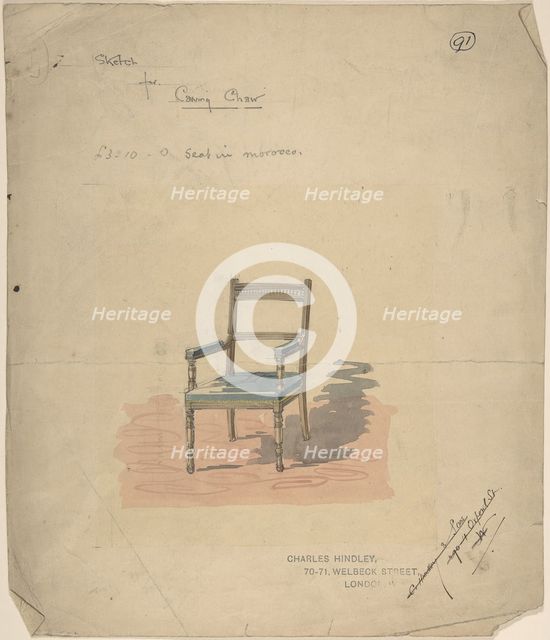 Design of a Carving Chair, 1884-92. Creator: Charles Hindley & Sons.