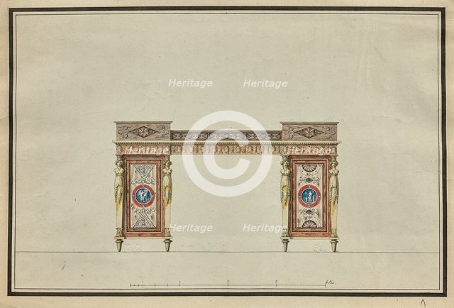 Design of a desk, c. 1800. Creator: Percier, Charles (1764-1838).