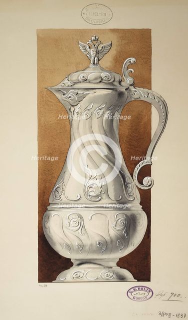Design of a Wine Jug. (Series The Dowry of Grand Princess Maria Pavlovna), 1907-1908. Artist: Carl Edvard Bolin company  